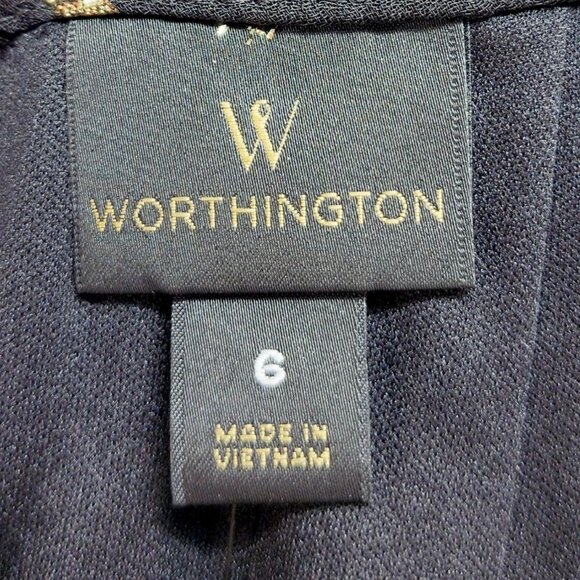 WorthingtoMid Dress Womens Sleeveless Black Metallic Ruffle Size 6 - Picture 2 of 14